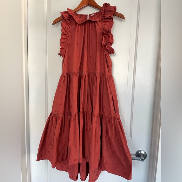 Ulla Johnson Dresses & Skirts - Ulla Johnson Embroidered Rust Dress High Low Flutter Sleeve Pockets Luxury